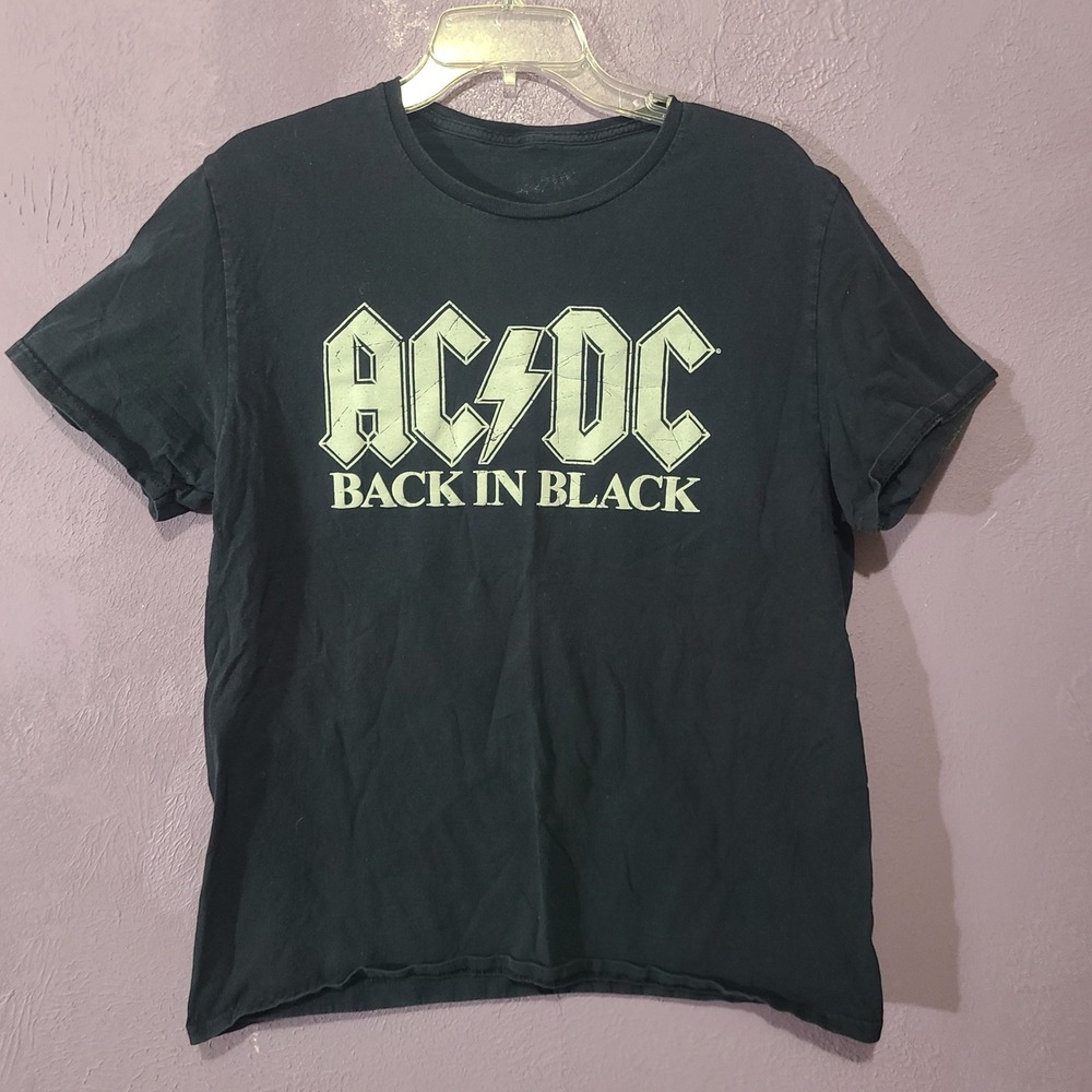 AC/DC Back in Black Graphic T-Shirt Mens Size L Black Good Condition Rock Band